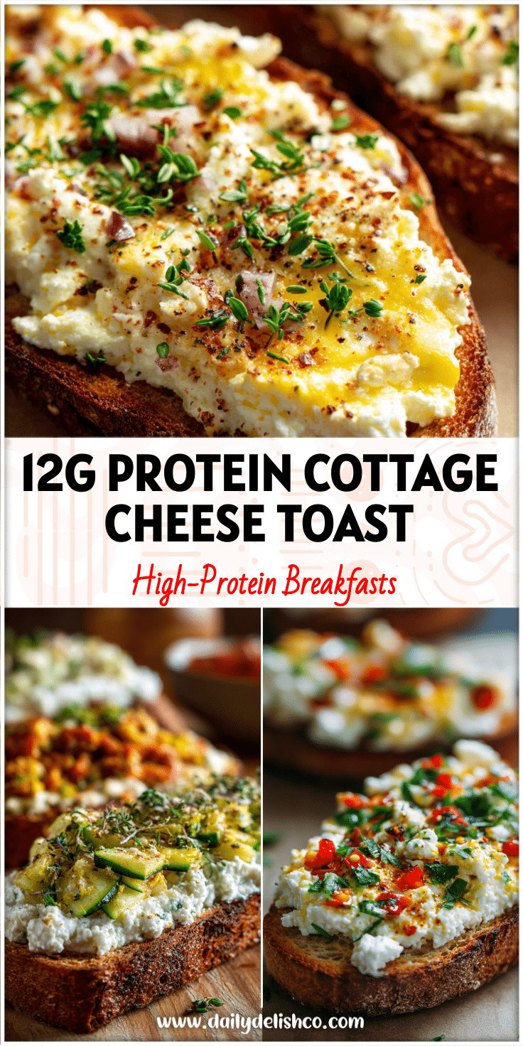 A slice of savory cottage cheese toast topped with herbs and veggies, perfect for cottage cheese breakfast or brunch recipes.