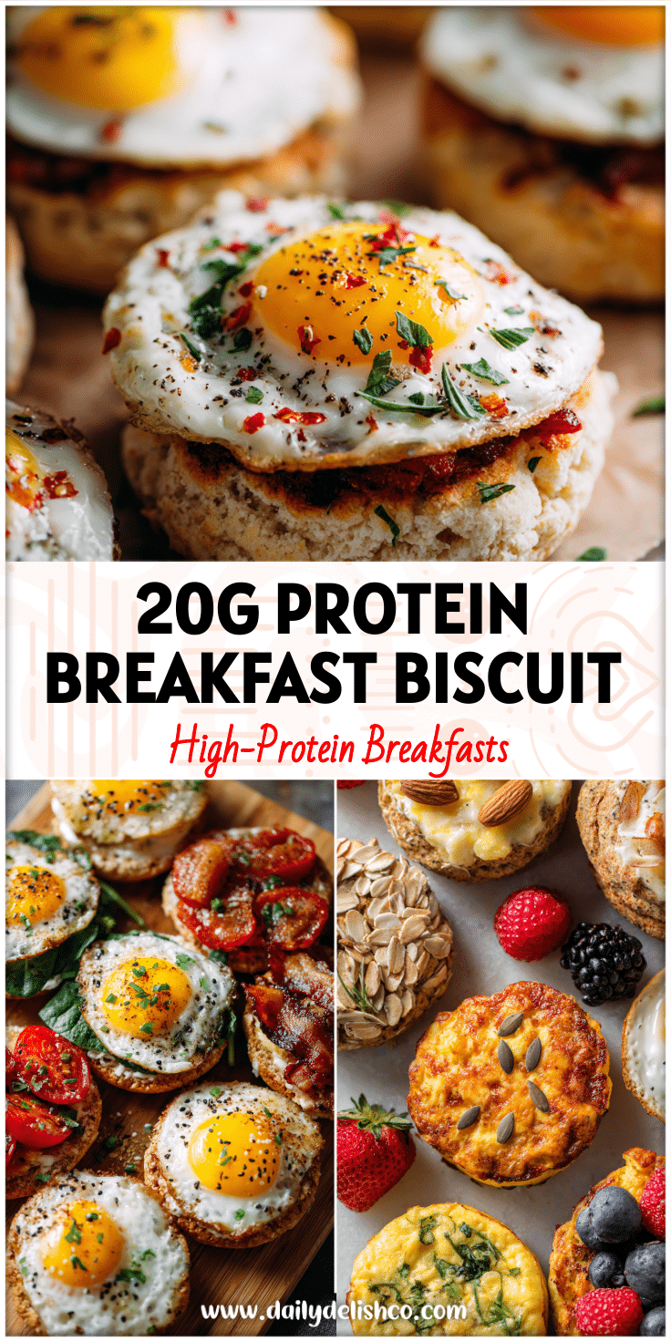 A spread of High Protein Breakfast recipes with breakfast biscuits, healthy filling breakfast ideas, and easy prep protein snacks.