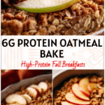 Golden Apple Crisp Baked Oatmeal Oven Bake topped with sliced fresh apples, a healthy fall breakfast casserole.
