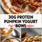 A creamy Greek Yogurt Pumpkin Pie Yogurt Bowl topped with granola and spice for a Healthy Fall Breakfast.