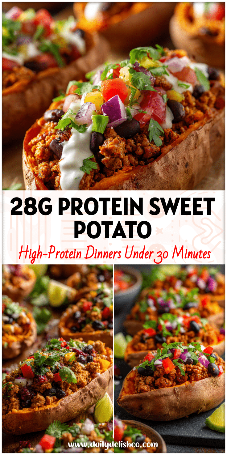 High-Protein Stuffed Sweet Potatoes with Ground Turkey Taco Flavors
