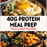 A cozy winter table showing five protein-packed meal prep dishes for Easy Meal Planning For Beginners and a Monthly Dinner Plan.