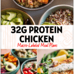 Colorful bowls of fresh produce, grains, and lean protein showcasing Easy Clean Eating Meals and Less Processed Meals for a 1-week Eating Plan.