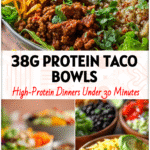 Colorful taco bowls filled with lean protein, veggies, and grains for Healthy Lunch Meal Prep and Protein Dinner.