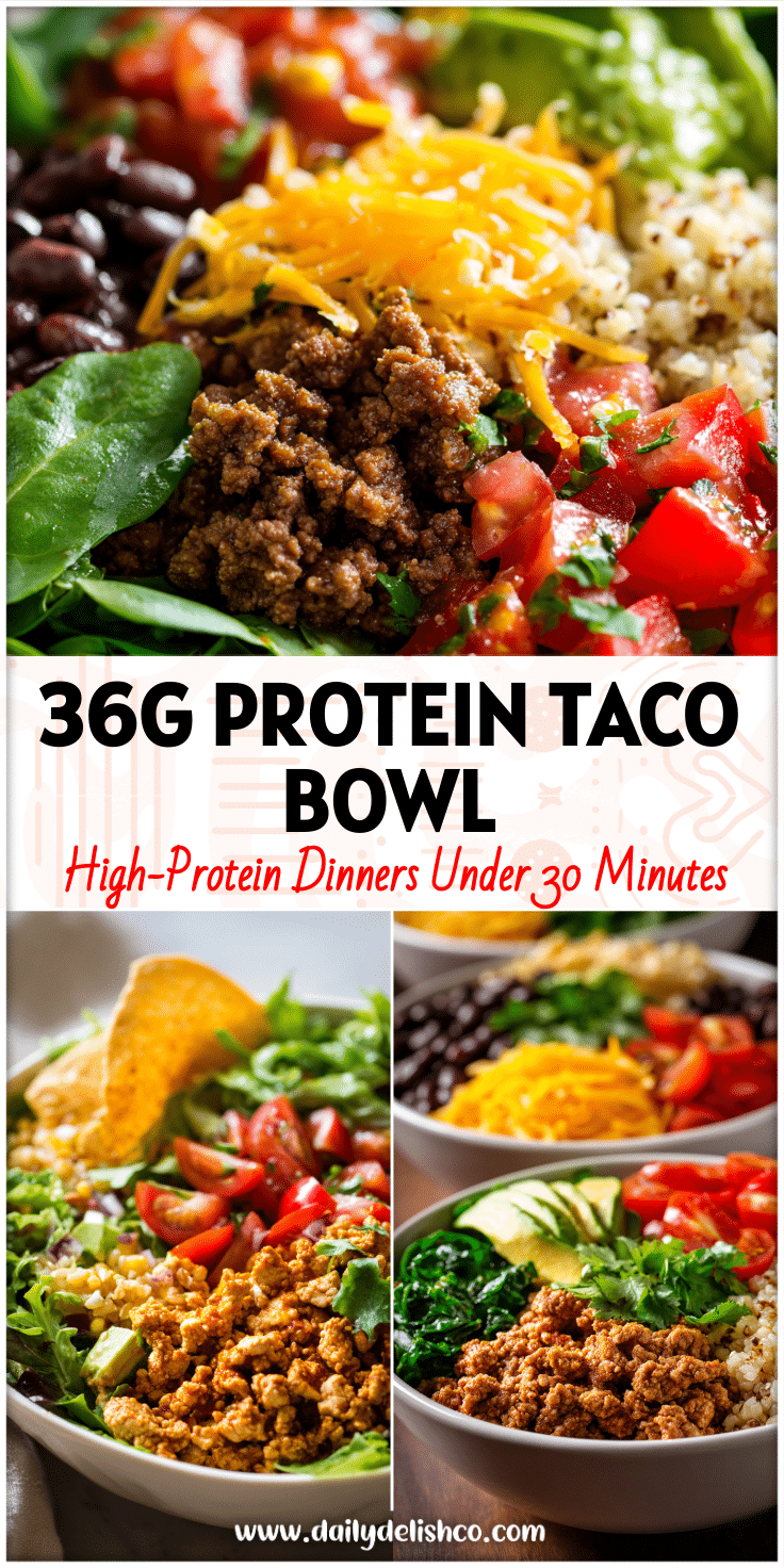 Colorful taco bowls with lean protein, fresh veggies, and grains for Healthy Lunch Meal Prep and Protein Dinner ideas