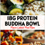 Colorful winter Buddha bowl filled with grains, roasted vegetables, and Mediterranean-inspired toppings for Healthy Bowls Recipes.