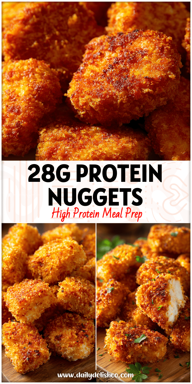 Crispy golden Air Fryer Chicken Nuggets made with shredded chicken for an easy, healthy meal prep recipe.