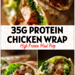 Fresh Chicken Caesar Protein Wraps filled with lettuce, grilled chicken, and dressing for quick lunch meals for work.