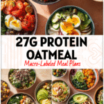 Colorful healthy bowls and snack plates styled for a 7-day Meal Plan With Snacks inspired by Skinny Taste Recipes and a 28-day Vegetarian Meal Plan.