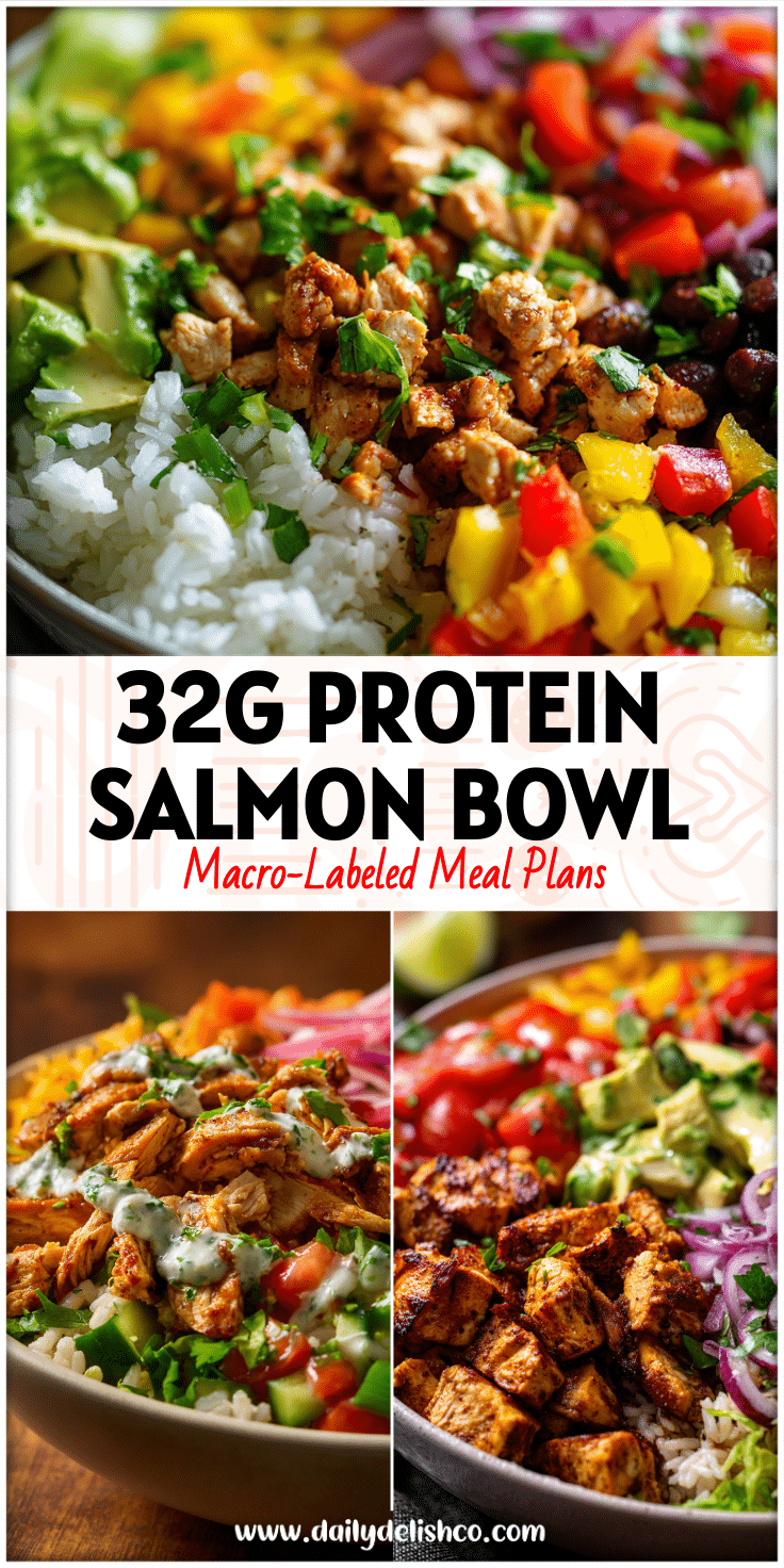 Colorful chicken burrito bowls with veggies and rice shown as Clean Low Calorie Meals ideal for 400–600 Calorie Meals.