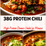 Bowl of hearty Chicken Chilli In Instant Pot style topped with avocado and herbs, a colorful Healthy High Protein Meal for Macro Friendly Recipes fans.
