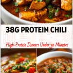 A hearty bowl of Slow Cooker High-Protein Chicken Chili served with herbs, showcasing Healthy Chicken Chili Instant Pot and Macro Friendly Recipes vibes.