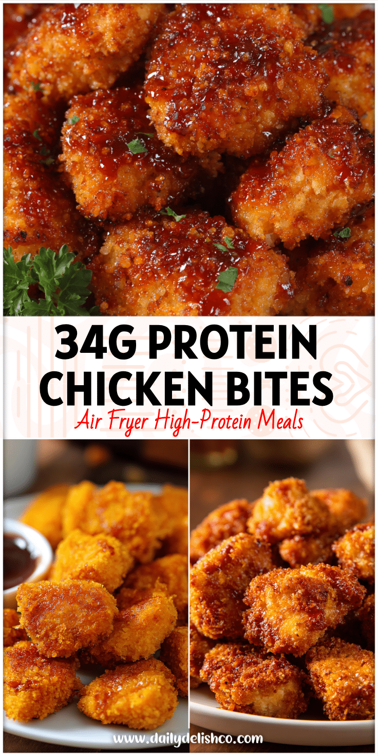 Golden BBQ chicken bites on a plate made with an air fryer, perfect for Air Fryer Baked Recipes and dinners.