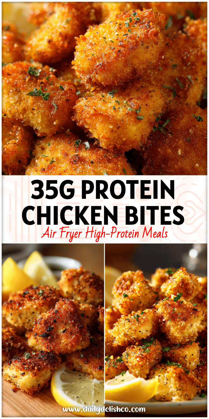 Golden Lemon Chicken Bites served on a plate, juicy and crispy from the Air Fryer, perfect for a Dinner For Two.