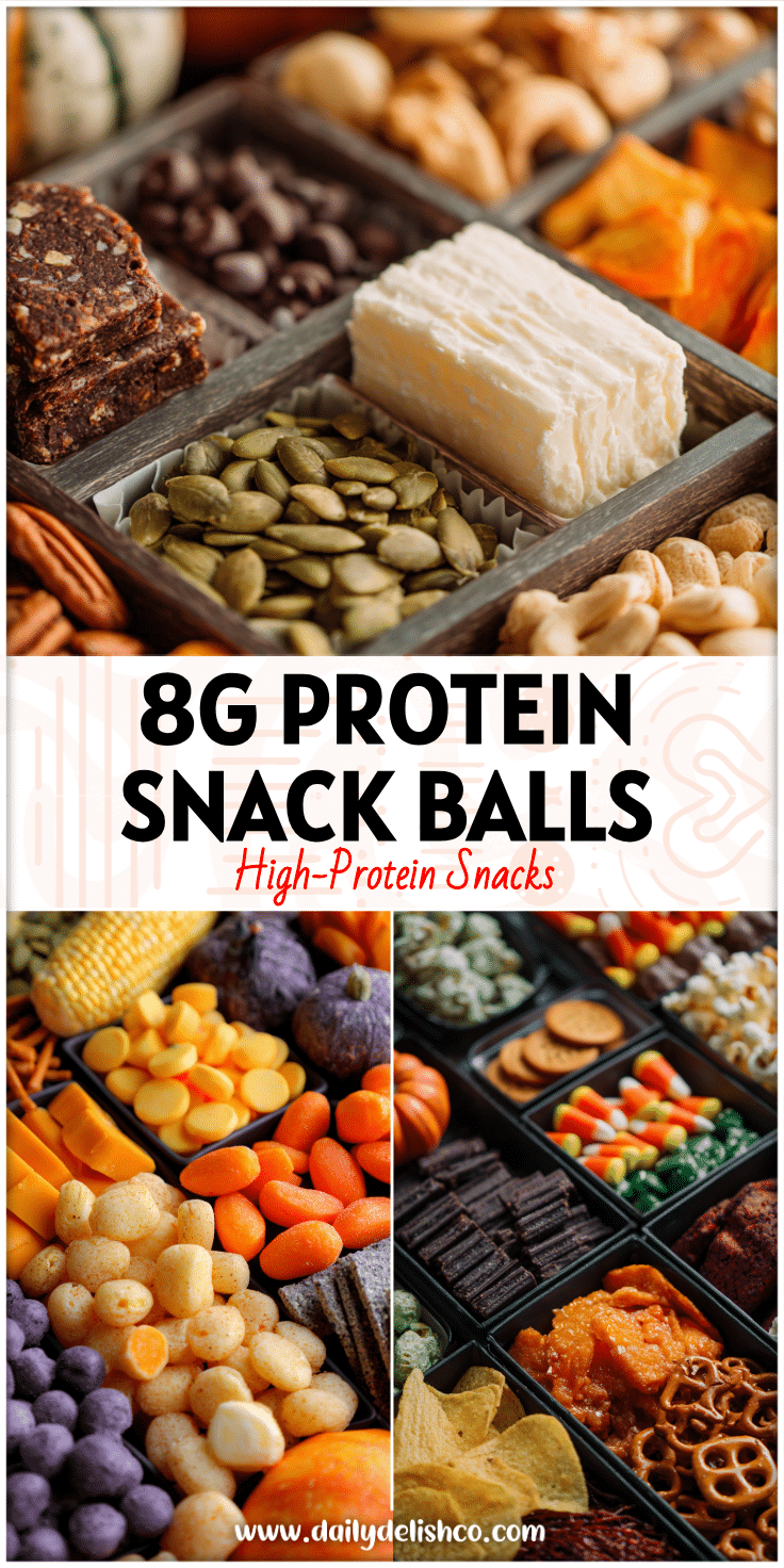 Colorful High-Protein Halloween Snack Boxes arranged for a College Halloween Care Package and Fall Care Package display.