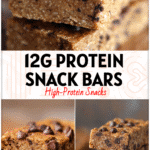 Stacked Healthy Nut Free Protein Bars with chocolate chips shown as Peanut Free Protein Snacks for kids.