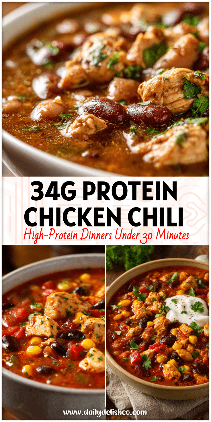 Bowl of creamy Chicken Chili Recipe Instant Pot style with tender chicken, beans, and herbs ready to serve hot.