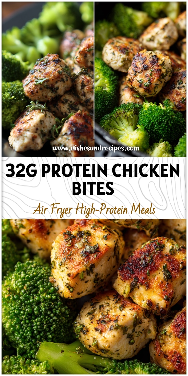 Air Fryer Spring Herb Chicken Bites with Fresh Broccoli
