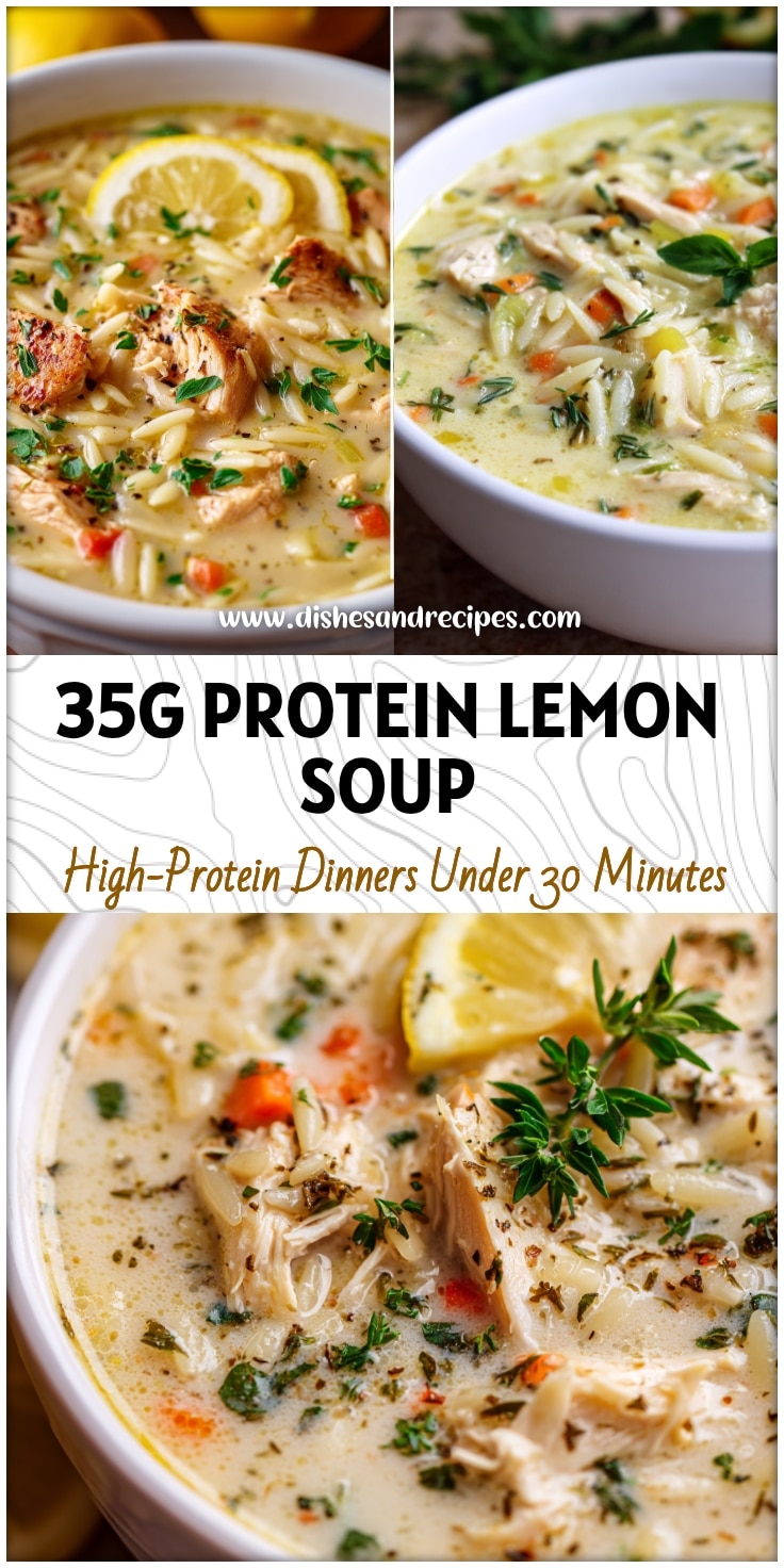 High-Protein Creamy Lemon Chicken Orzo Soup - Easy & Delicious Homemade Recipe