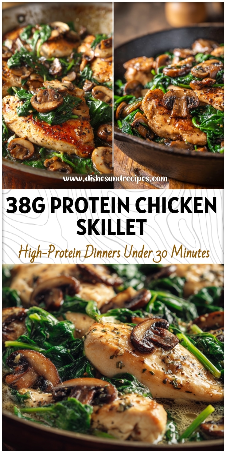 High-Protein Chicken & Spinach Skillet with Mushrooms - Easy & Healthy Dinner