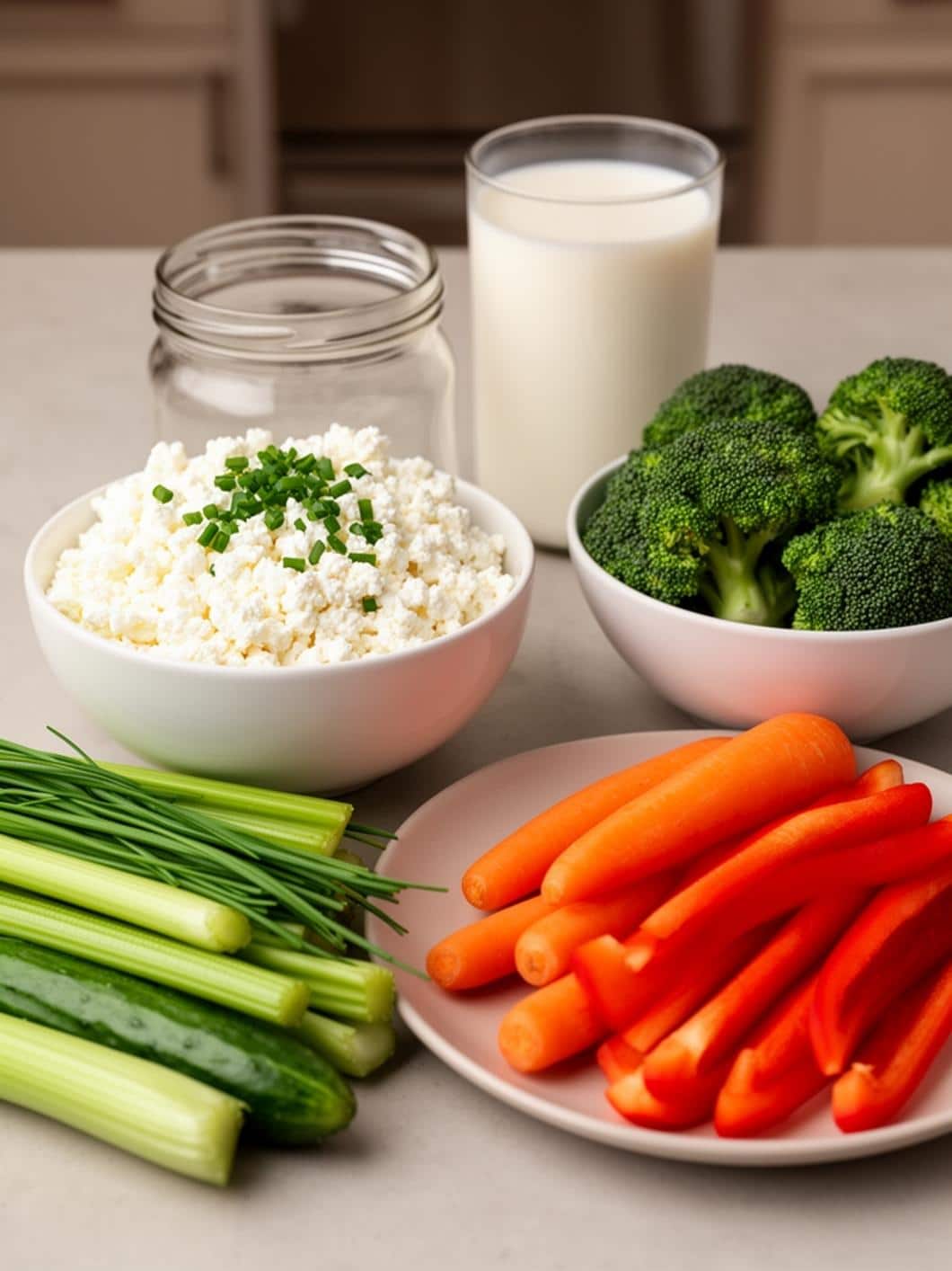 Creamy Cottage Cheese Ranch Veggie Dip
