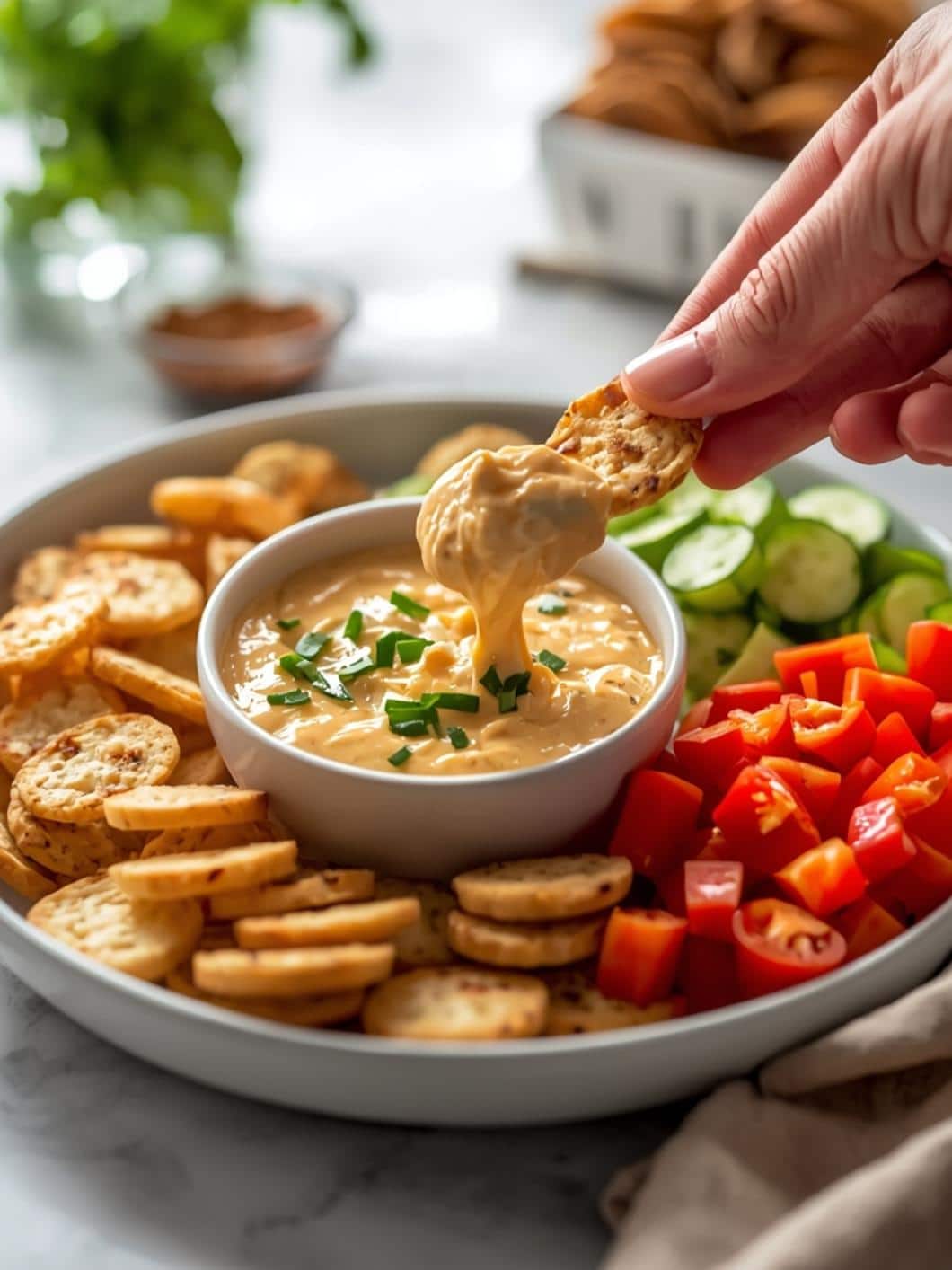 Creamy Cottage Cheese Ranch Veggie Dip