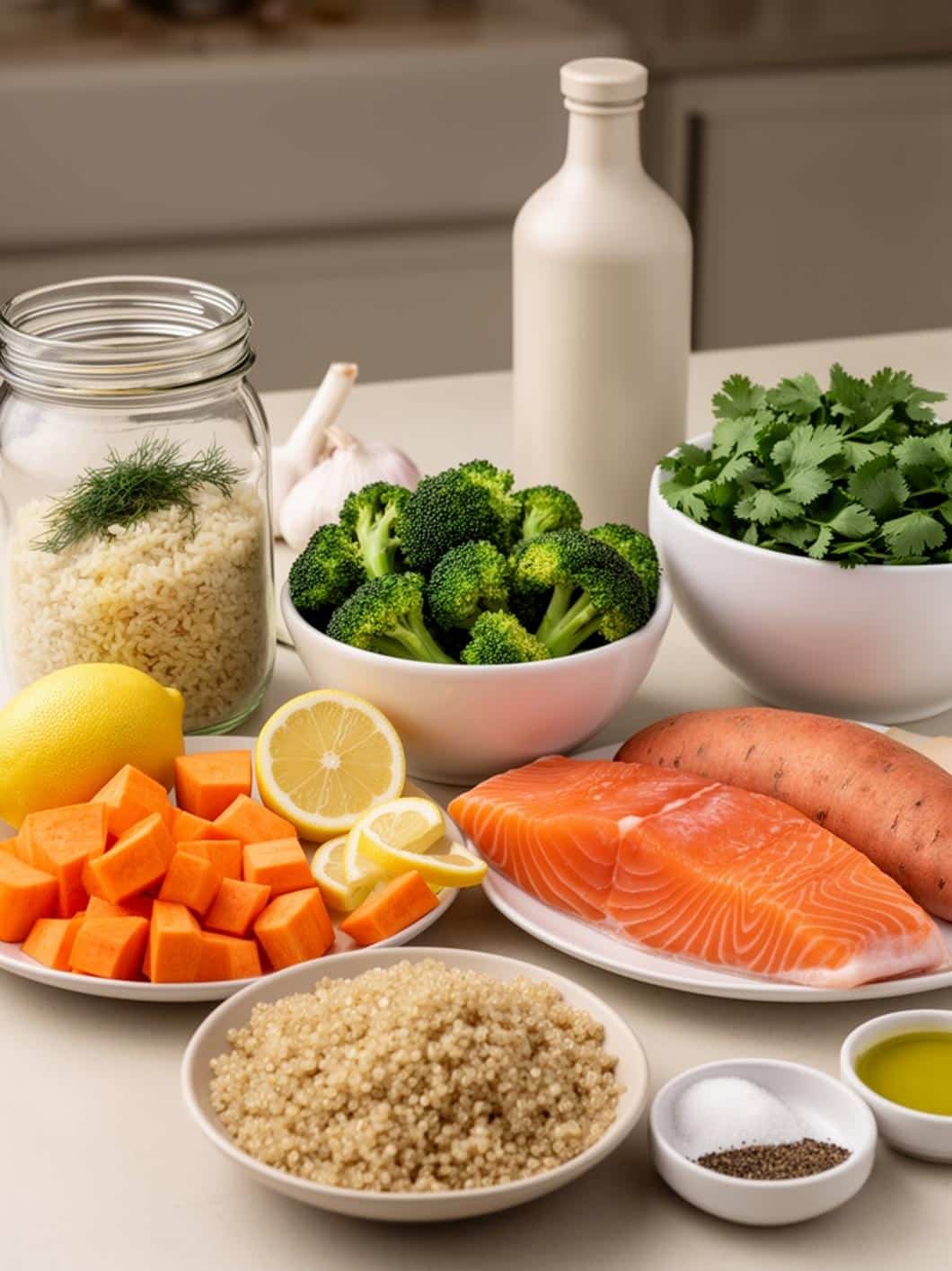 High-Protein Lemon Garlic Salmon Bowls - Healthy Meal Ideas