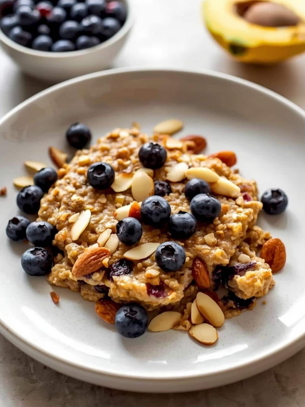 Protein Blueberry Almond Baked Oats - Easy Egg-Free Oatmeal Bake Recipe