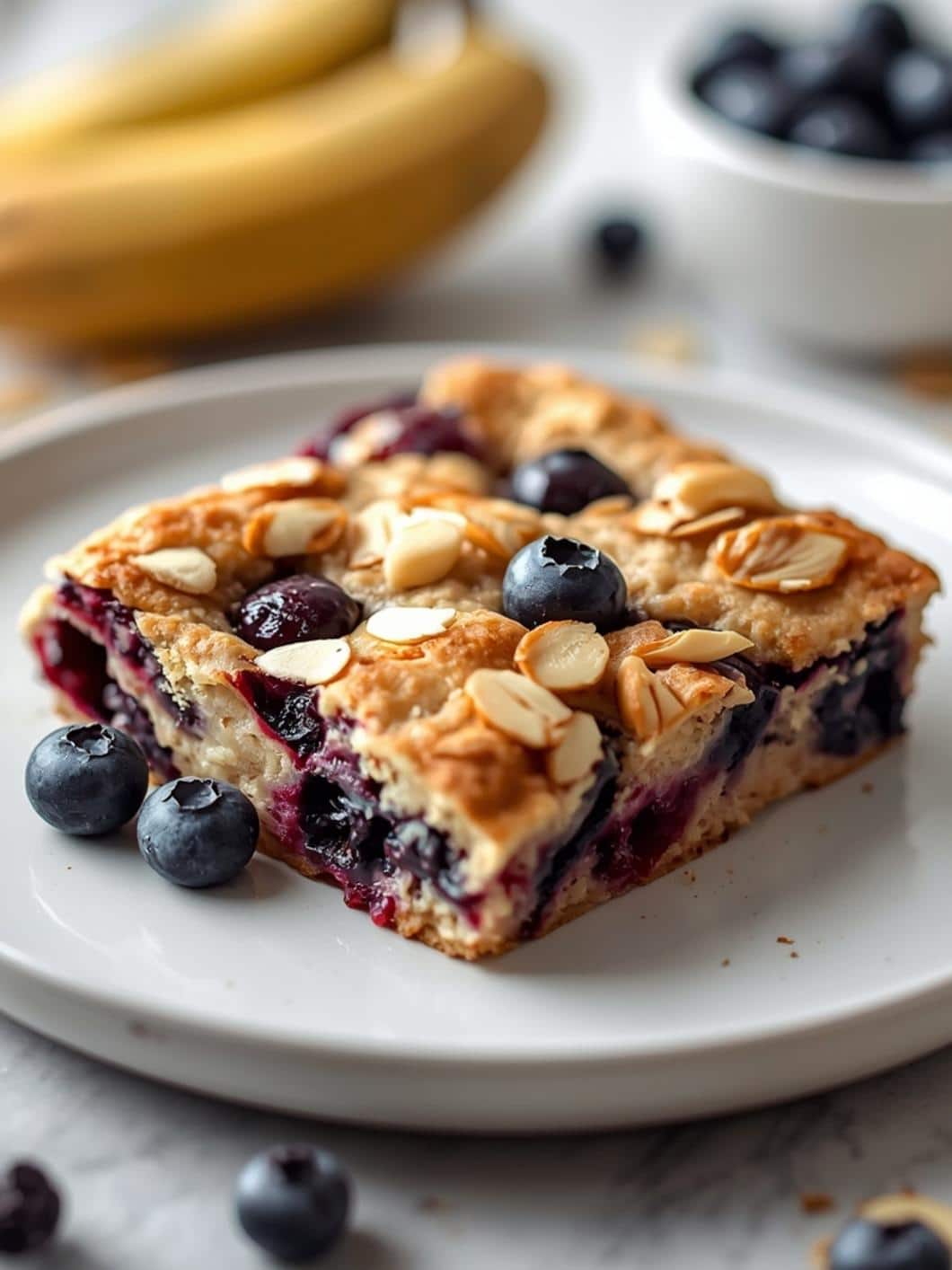 Protein Blueberry Almond Baked Oats - Easy Egg-Free Oatmeal Bake Recipe