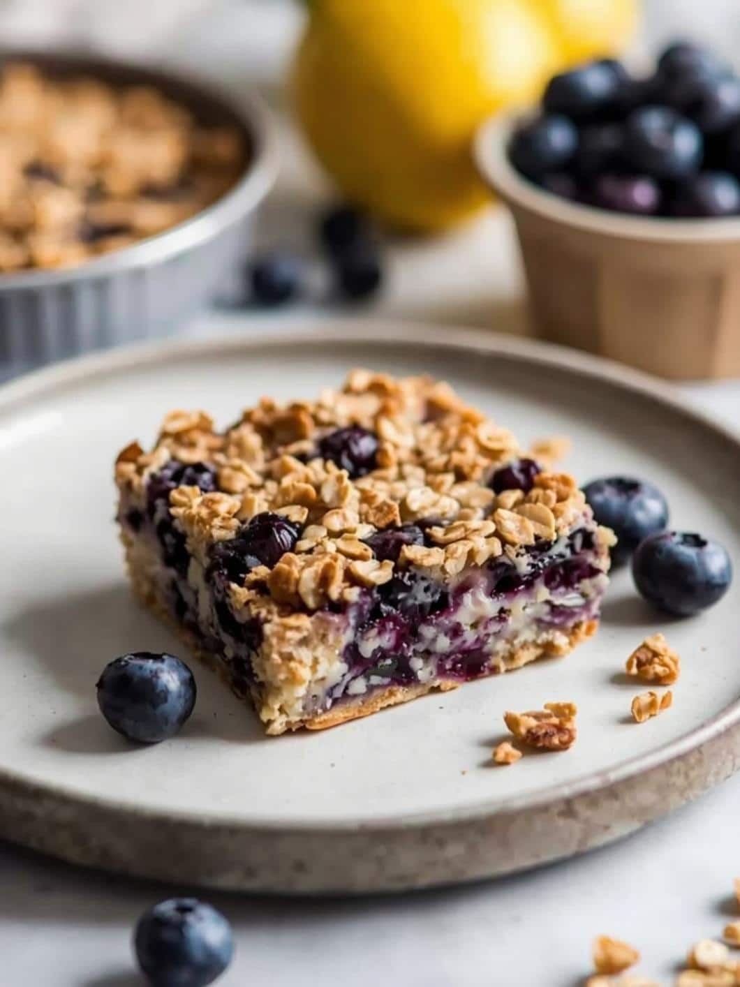 Protein Lemon Blueberry Snack Bars - Easy Oatmeal Breakfast Bars