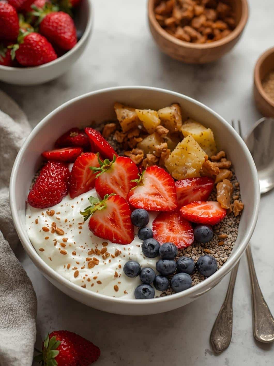 Strawberry Yogurt Chia Seed Breakfast Bowl