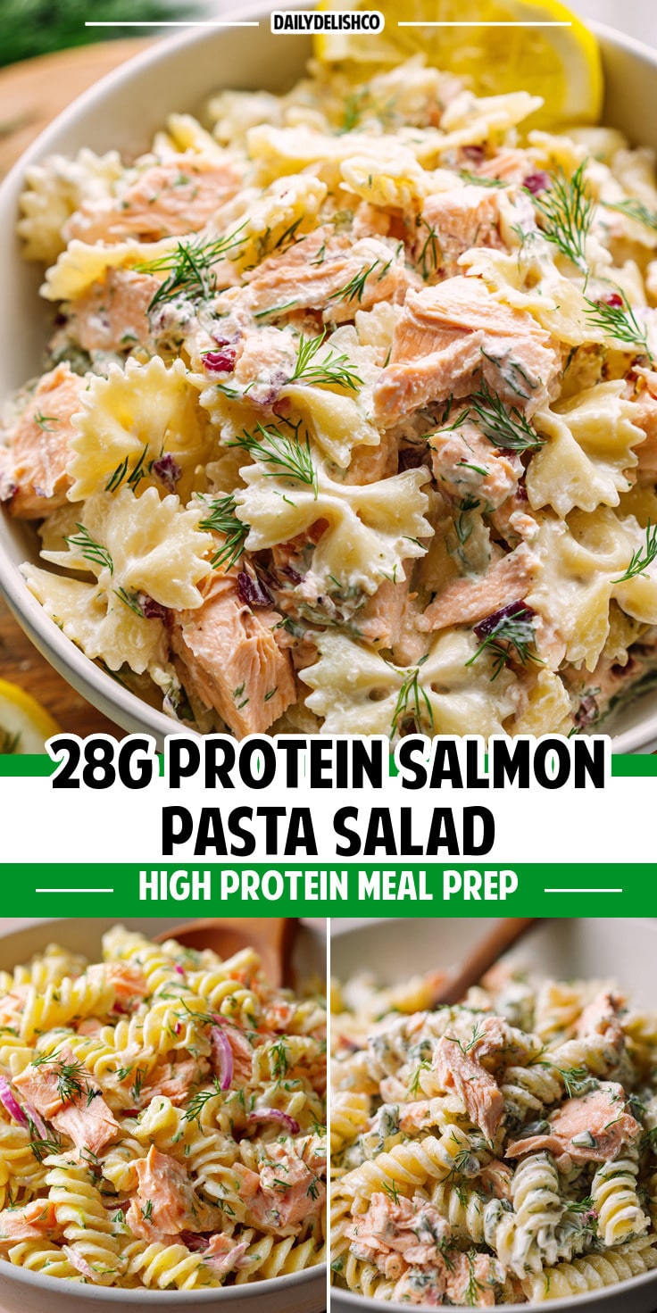 28g Protein Salmon Pasta Salad