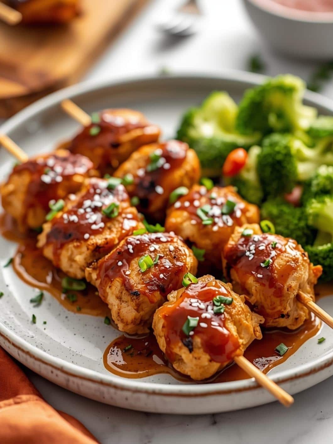 Air Fryer Honey BBQ Chicken Skewers