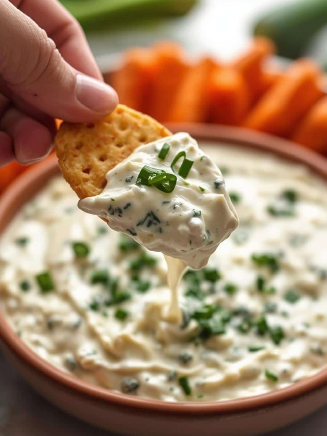 Creamy Cottage Cheese Ranch Veggie Dip