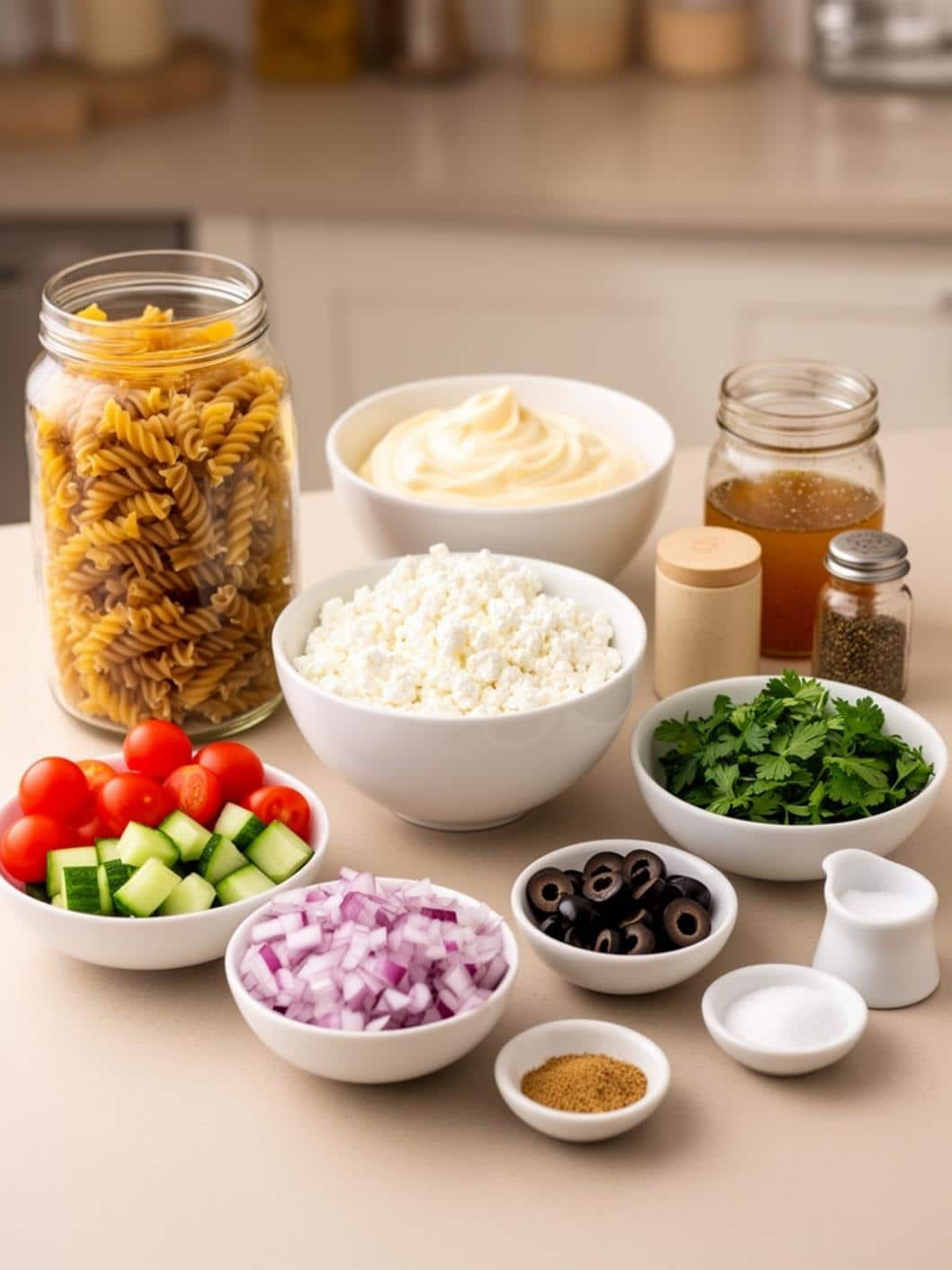 Creamy Italian Pasta Salad with Cottage Cheese