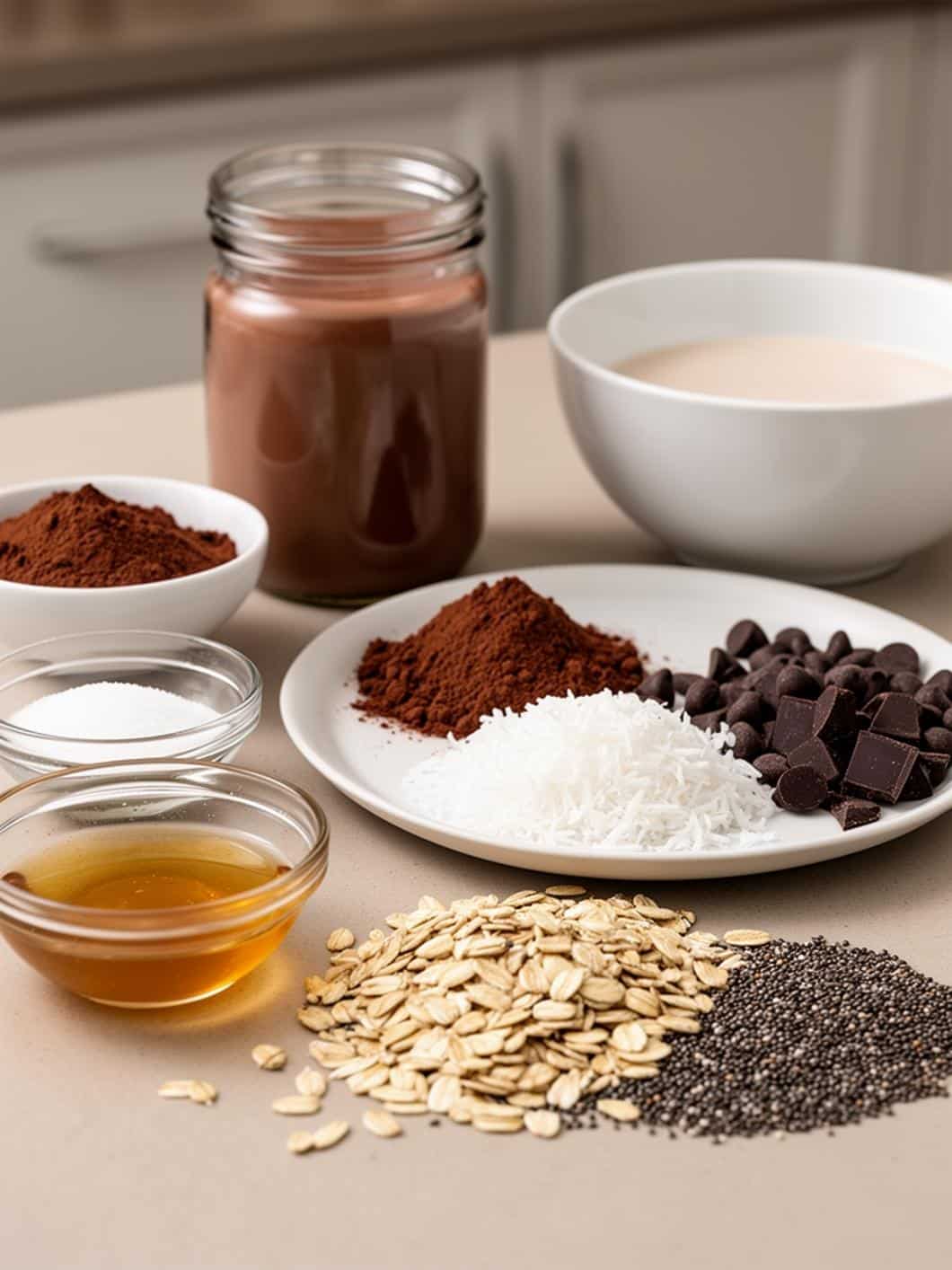 Dark Chocolate Coconut Protein Oats - Easy & Healthy Overnight Oats Recipe