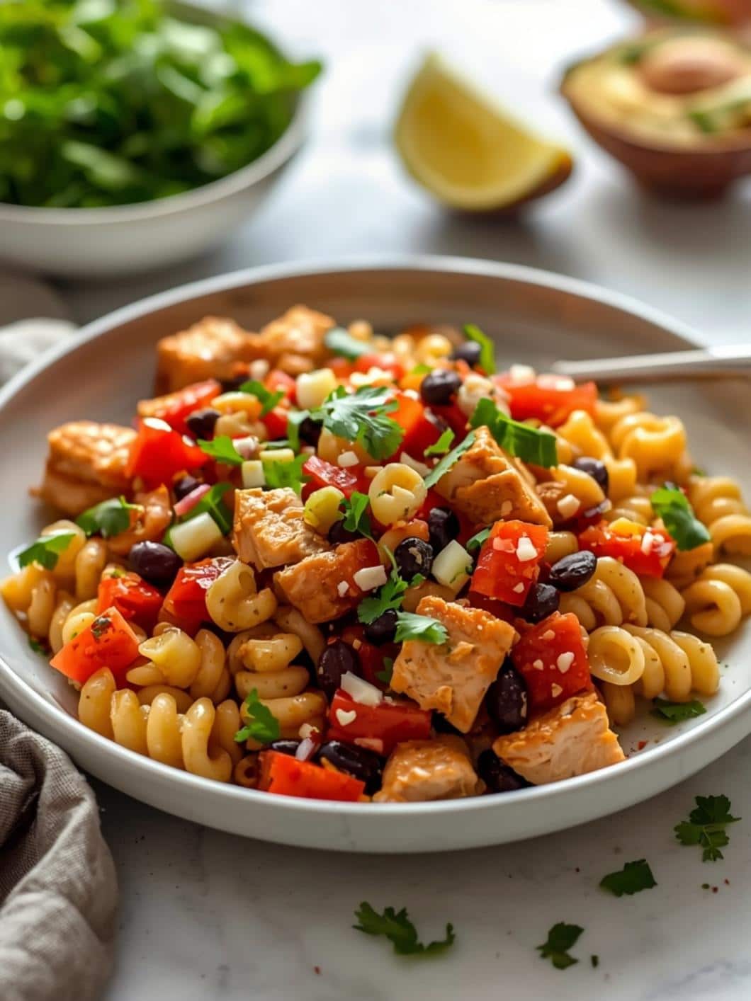 Easy Southwest Black Bean & Chicken Pasta Salad for a Healthy Lunch