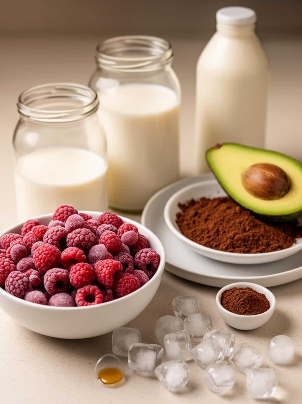 Healthy Raspberry Cocoa Smoothie with Avocado