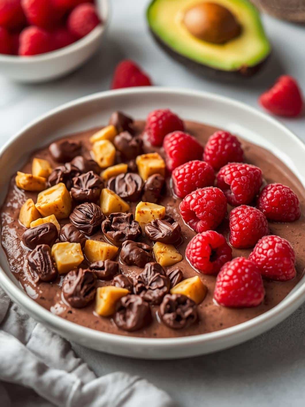 Healthy Raspberry Cocoa Smoothie with Avocado