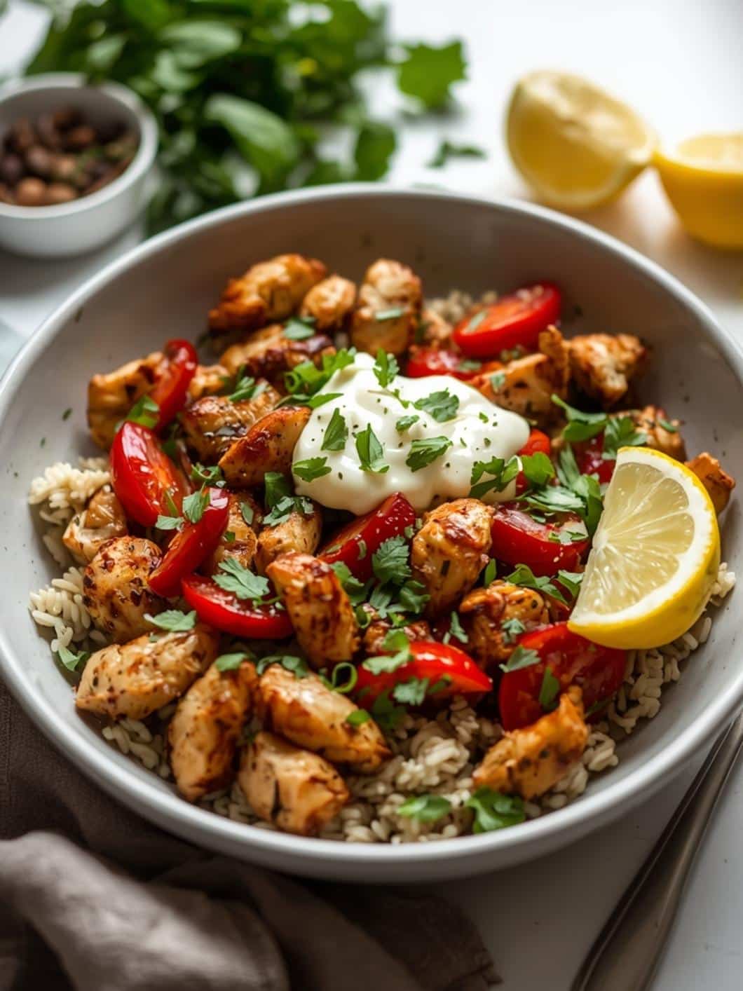 High-Protein Lemon Thyme Chicken Bowls - Easy Healthy Dinner Mediterranean 15 High-Protein Lemon Thyme Chicken Bowls - Easy Healthy Dinner Mediterranean