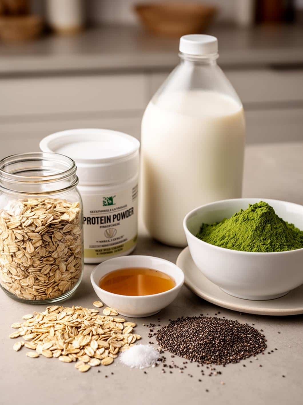 Matcha Vanilla Protein Overnight Oats - Easy & Healthy Breakfast Meal Prep