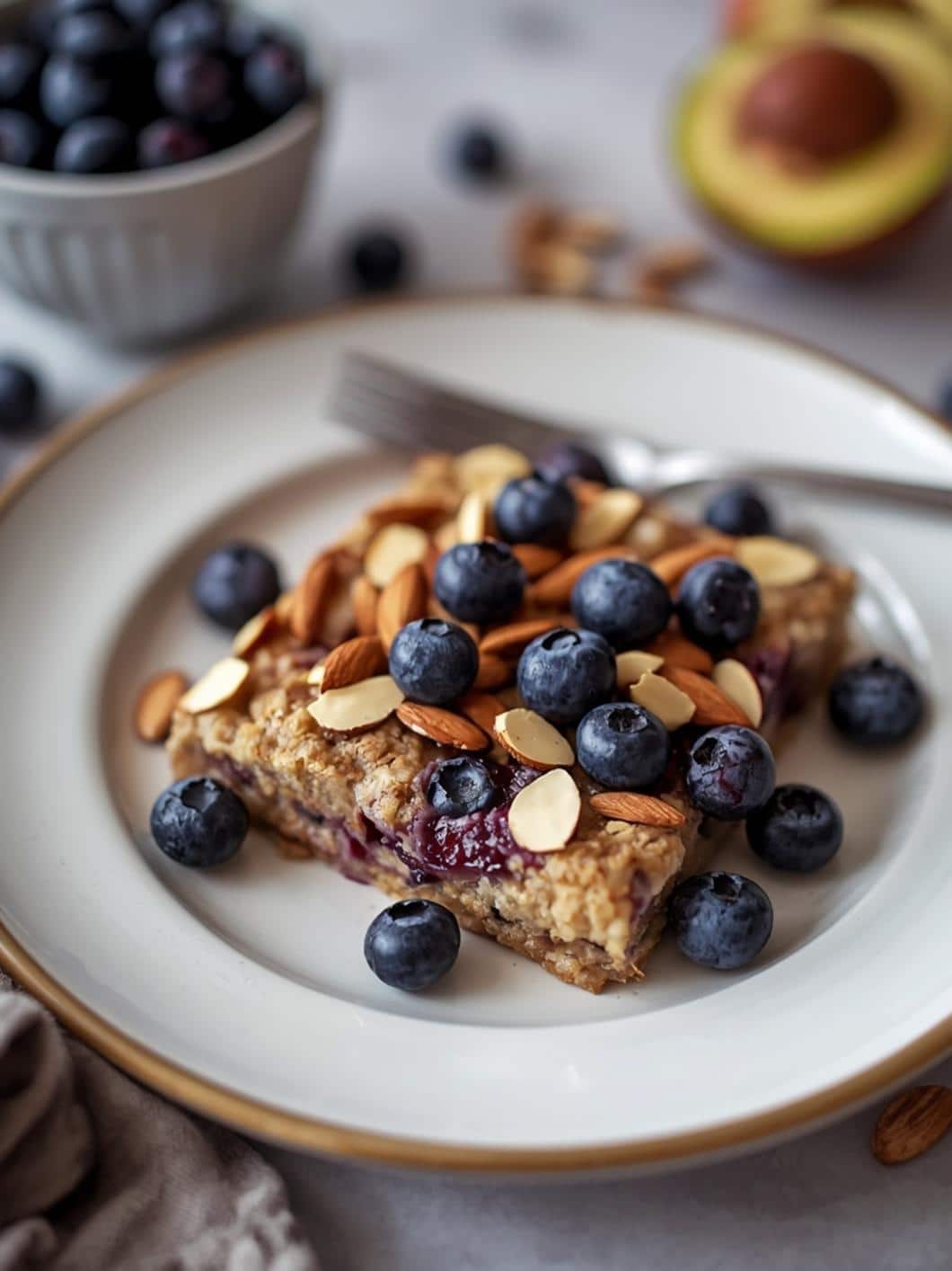 Protein Blueberry Almond Breakfast Rice Bake - Egg-Free & Healthy