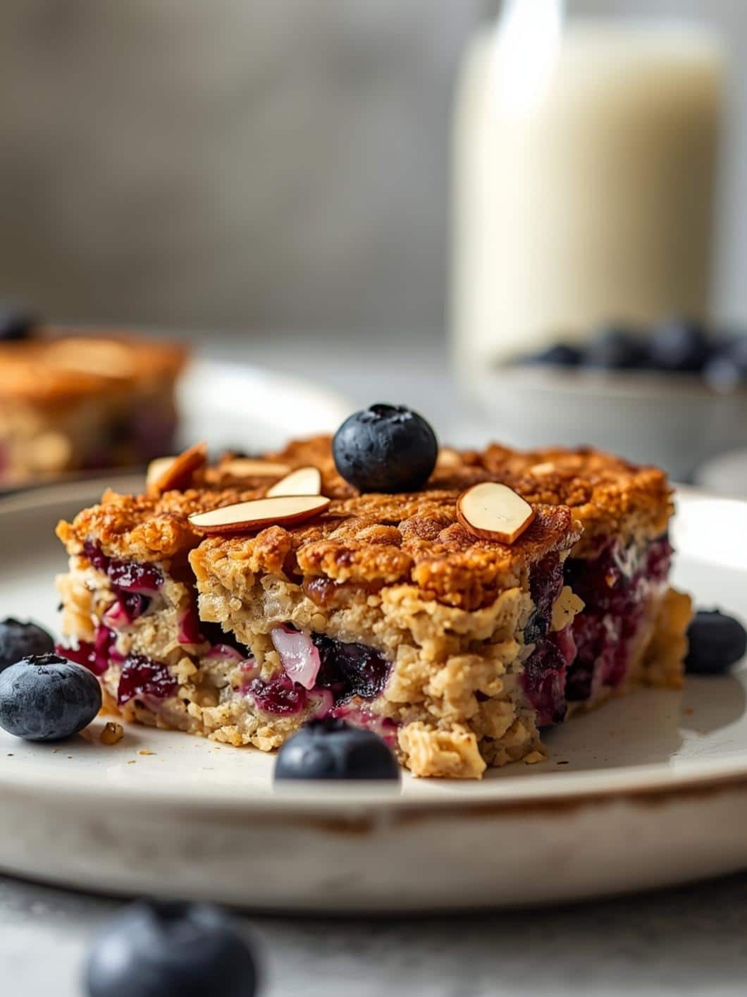 Protein Blueberry Almond Breakfast Rice Bake - Egg-Free & Healthy
