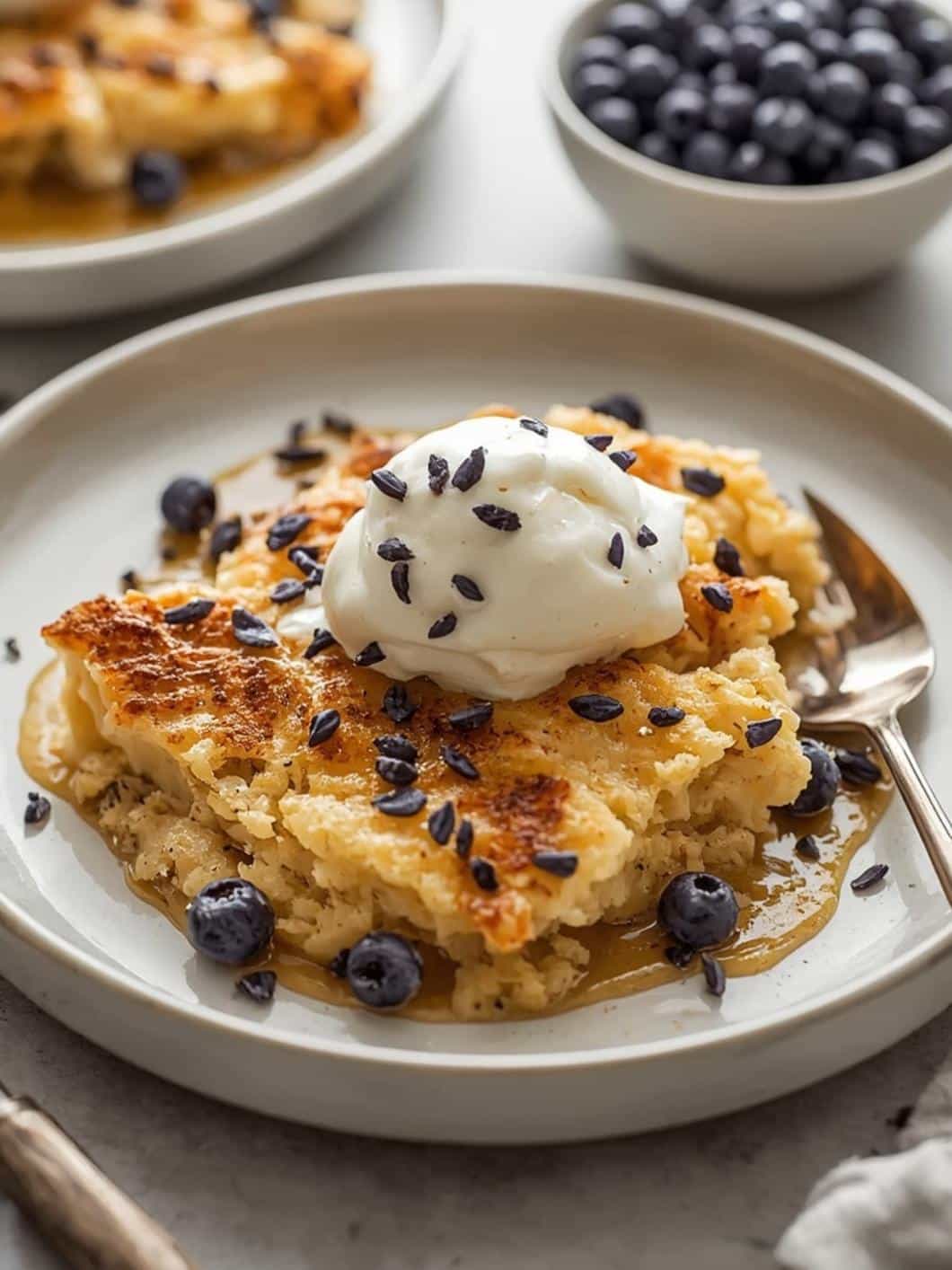 Protein Lavender Vanilla Yogurt Bake - Low Calorie Greek Yogurt Dessert