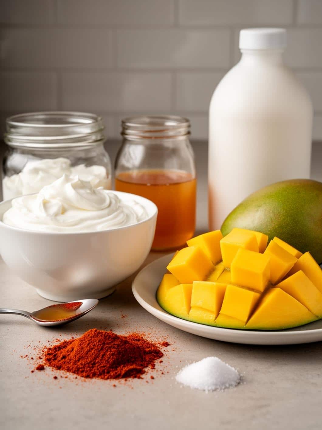 Protein Mango Chili Yogurt Bark - Easy Frozen Greek Yogurt Treat