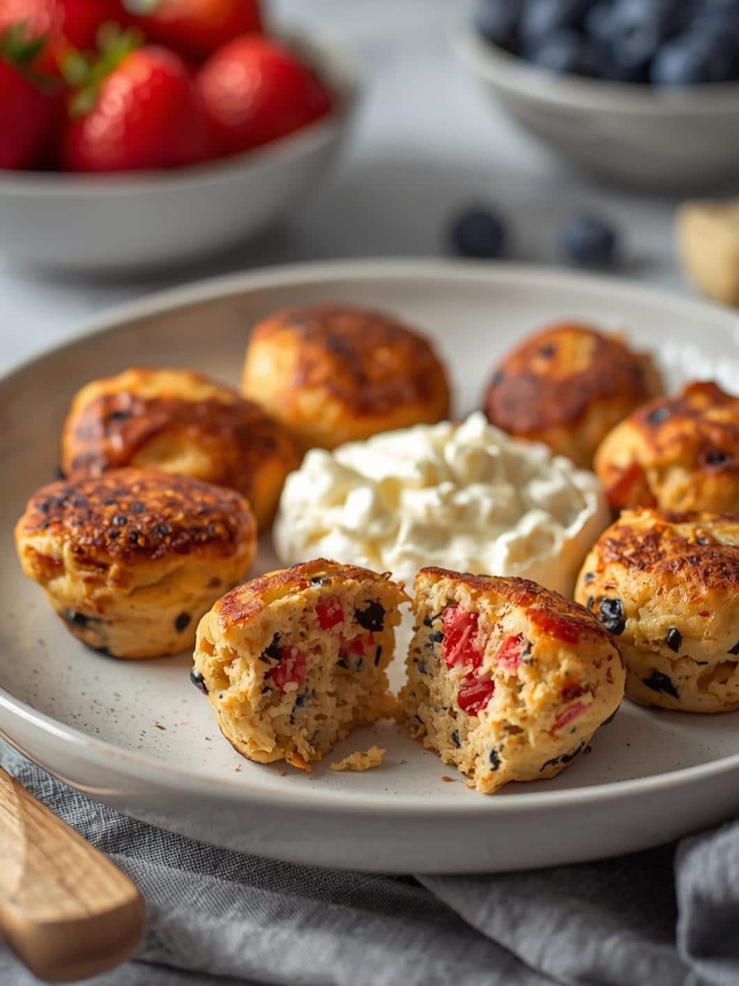 Protein-Packed Red, White, and Blue Pancake Bites