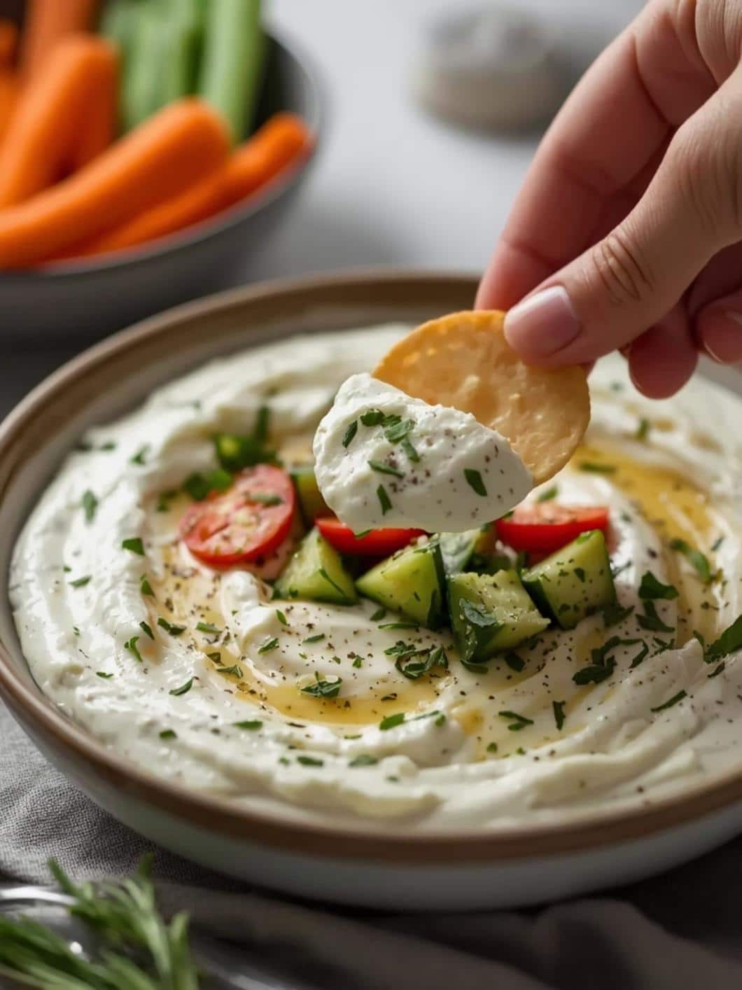 Savory Herb Cottage Cheese Dip - Easy & Healthy Vegetable Dip
