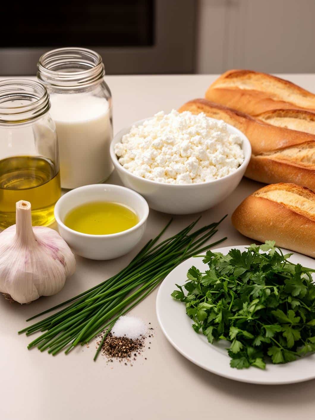 Savory Roasted Garlic Cottage Cheese Spread for French Bread