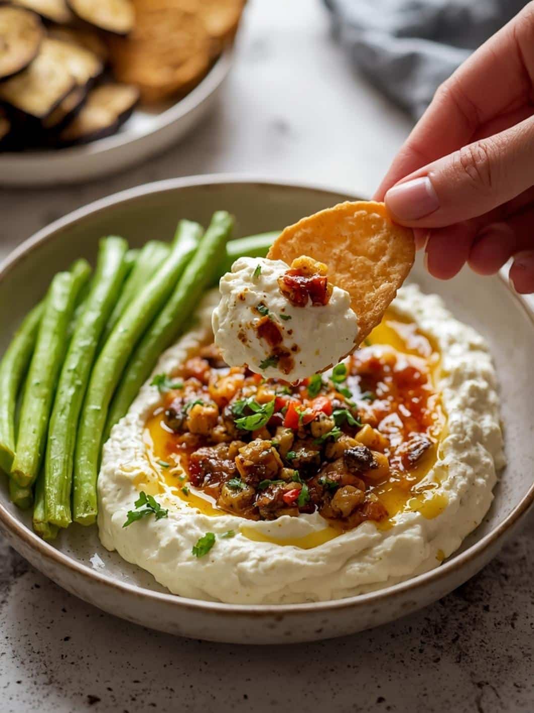 Savory Whipped Cottage Cheese & Eggplant Dip